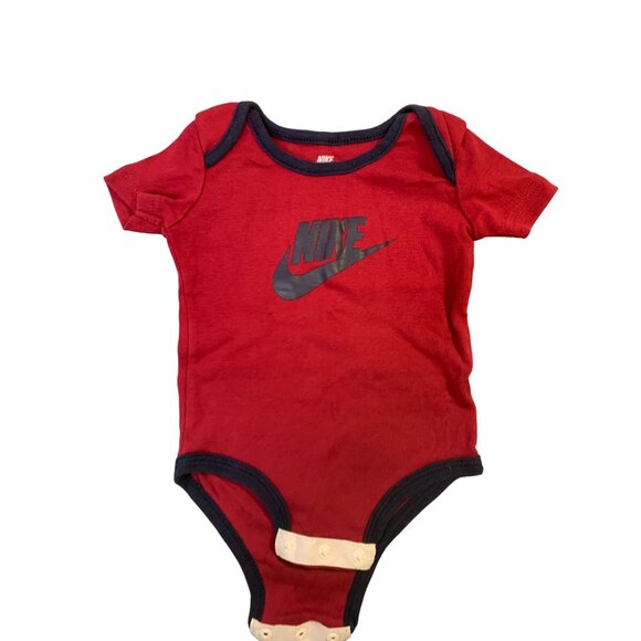 Nike Boys Infant Baby Size 3 months Red Blue short sleeve 1 piece bodysuit Logo - Picture 1 of 3